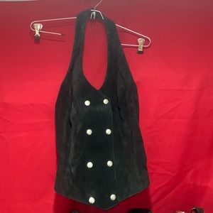 Harley Davidson medium genuine leather suede vest with snap at neck.